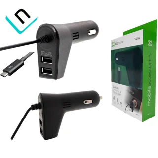 CARGADOR DE BATERIA KLIP XTREME KMA-111 | PARA AUTO, CON CABLE INTEGRADO TIPO C