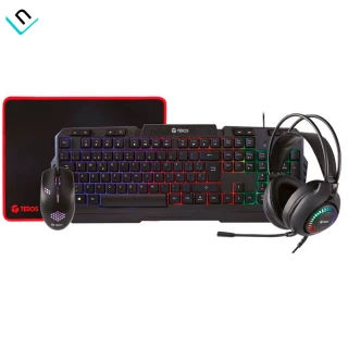KIT GAMER TEROS TE-4063N | TECLADO MULTIMEDIA, MOUSE, AURICULARES, MOUSE PAD