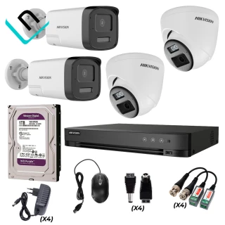 KIT DE 4 CAMARAS HIKVISION FULL HD 1080P CON AUDIO BIDIRECCIONAL , DVR DE 4CH, SIRENA , DISCO DE 1TB Y ACCESORIOS COMPLETOS