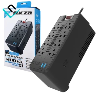 ESTABILIZADOR FORZA FZ-FVR-1222USB | 1200VA-600W, 8 TOMAS